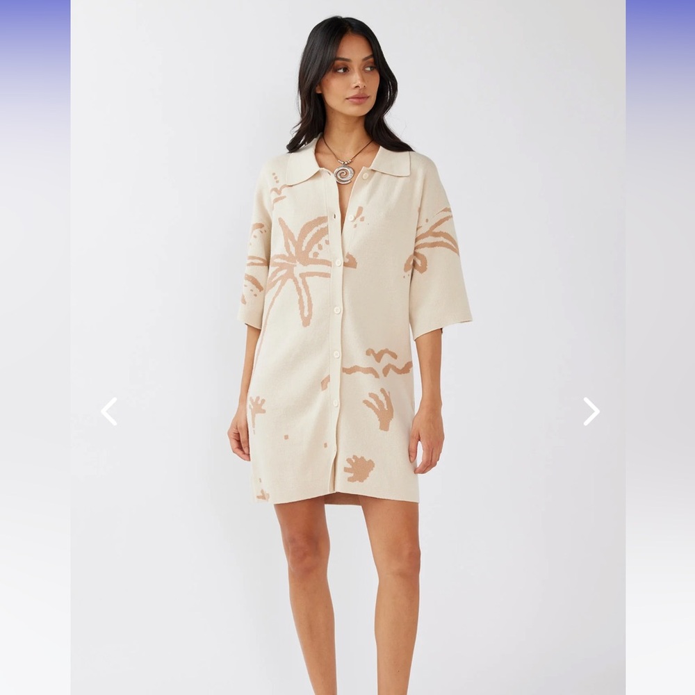 NALANI BUTTON-UP KNIT DRESS SAND/WOOD by Selfie Leslie